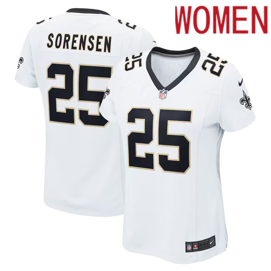 Women New Orleans Saints #25 Daniel Sorensen Nike White Player Game NFL Jersey->women nfl jersey->Women Jersey